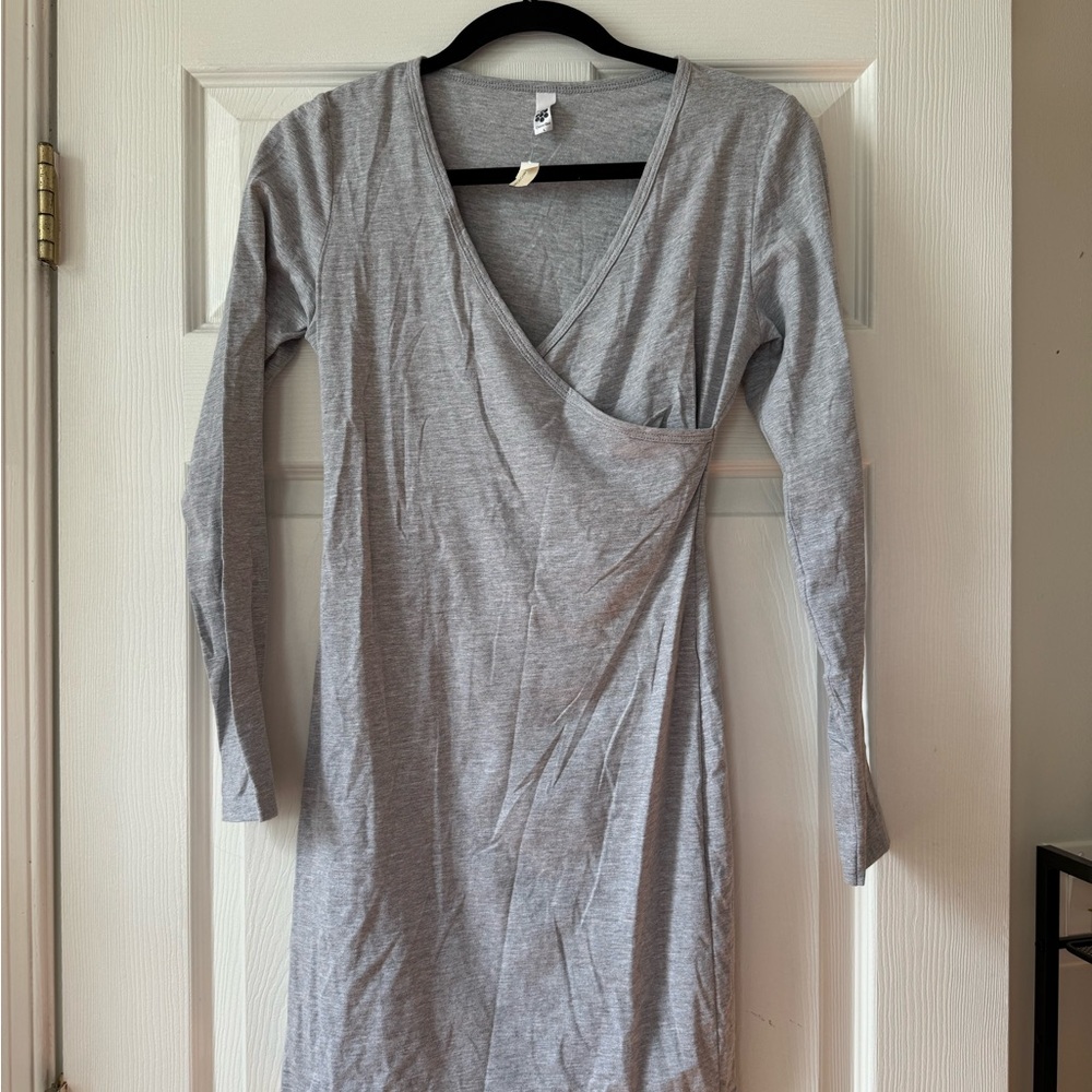 NWT American Apparel Gray Long Sleeve Wrap Dress